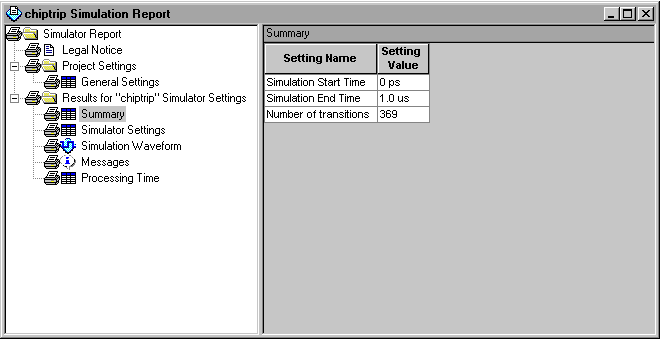 Image of Simulation Report Window